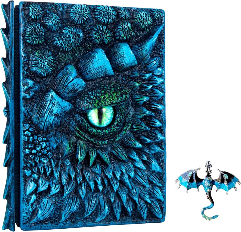 LZlightactor 3D Dragon Eye Embossed Journal,Resin Engraving Notebook,Dnd notebook for Dragon Lovers ，Blank Paper,Hardcover Travel Notepad for Writing,Sketchbook,Collection,Gift,Decoration A4 and A5 Size (A5-Blue - Image 1